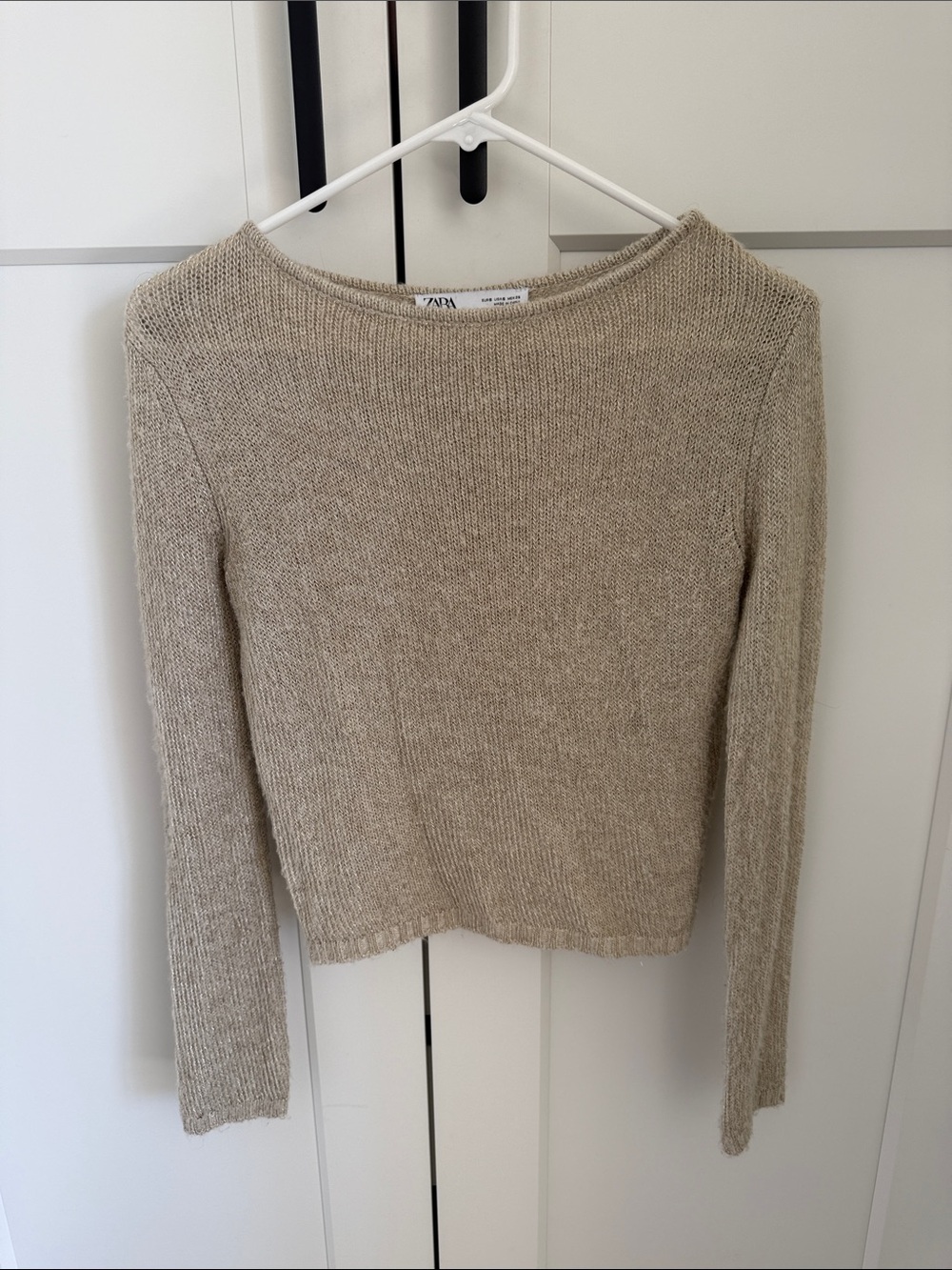 Zara Taupe Scoop Neck Knit Sweater
